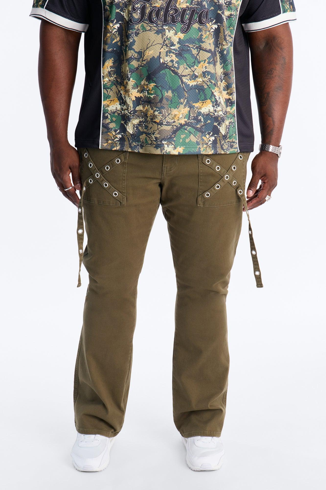 Stacked Slim Flare Retro Groove Pant - Olive Male Product Image