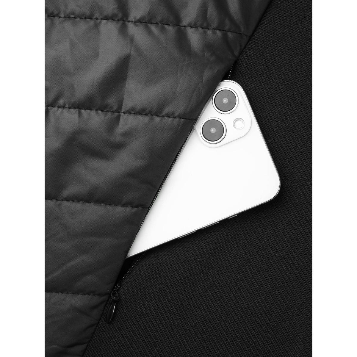 Plus Size Funnel Neck Contrasting Design Zipper Coat Women Black Casual Topstitching Ladies Everyday Winter Coats BloomChic 10/M Product Image