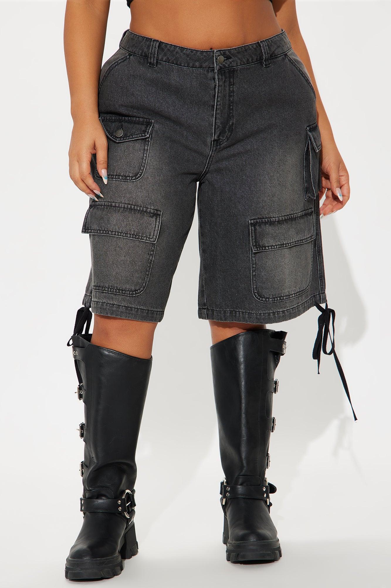 Kent Cargo Denim Shorts - Grey Product Image