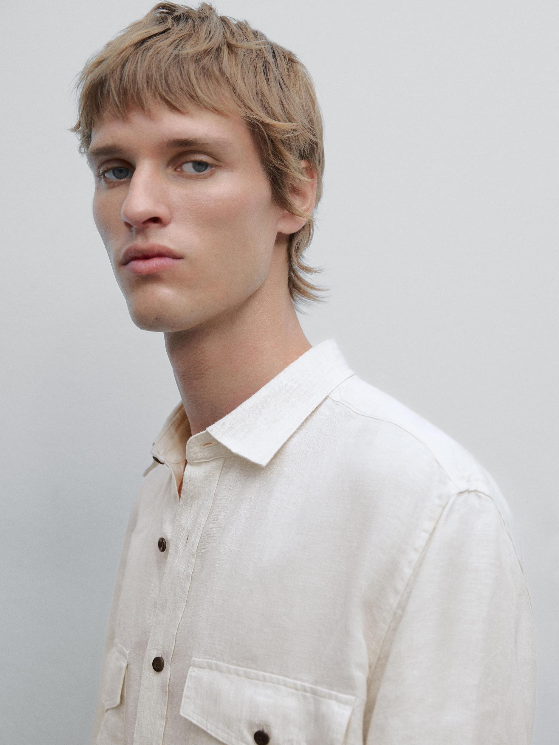 100% linen regular fit shirt Product Image