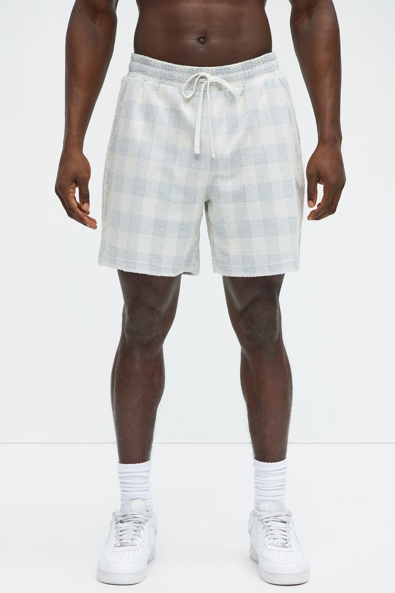 Ezra Checkered Textured Shorts - Blue/combo Product Image