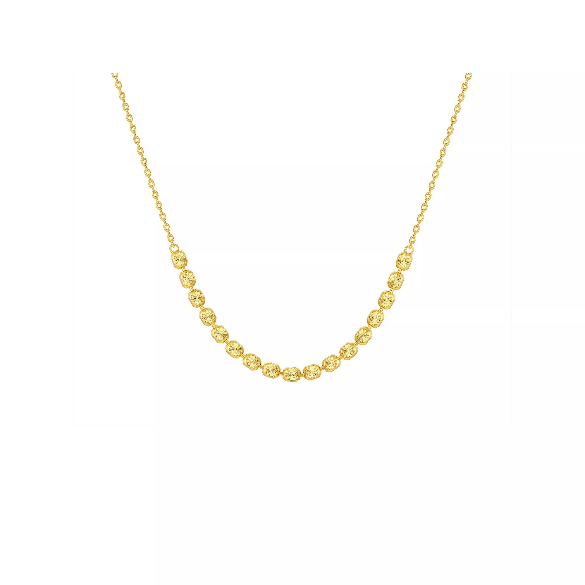 Taylor Grace 14k Gold Plated Diamond Cut Bead Necklace, Women's, Size: 18", Gold Tone Product Image