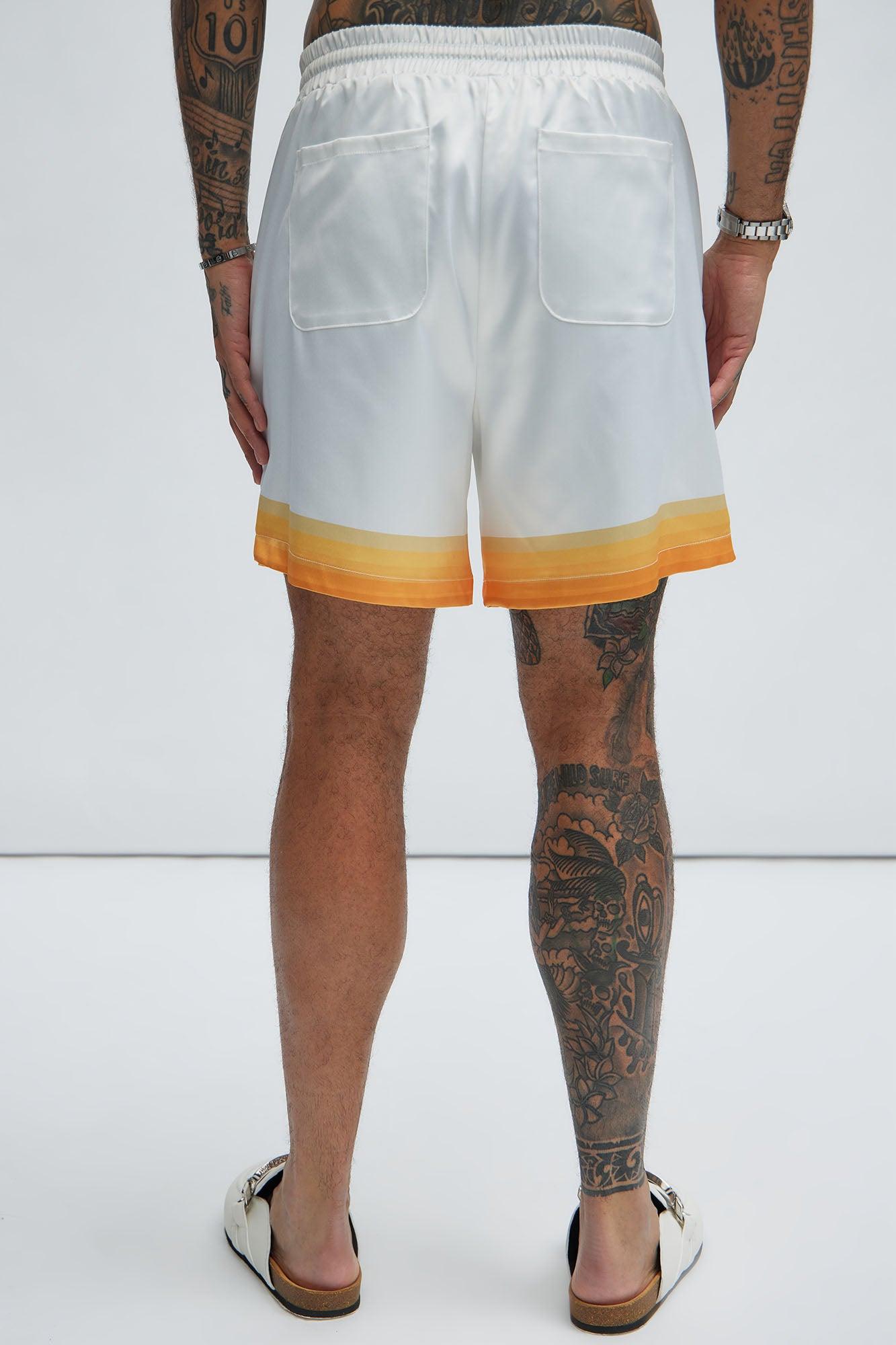 Dale Printed Stripes Shorts - White/combo Product Image