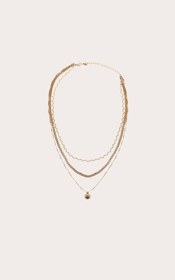 Gold Layered Pendant Chain Twist Necklace Product Image