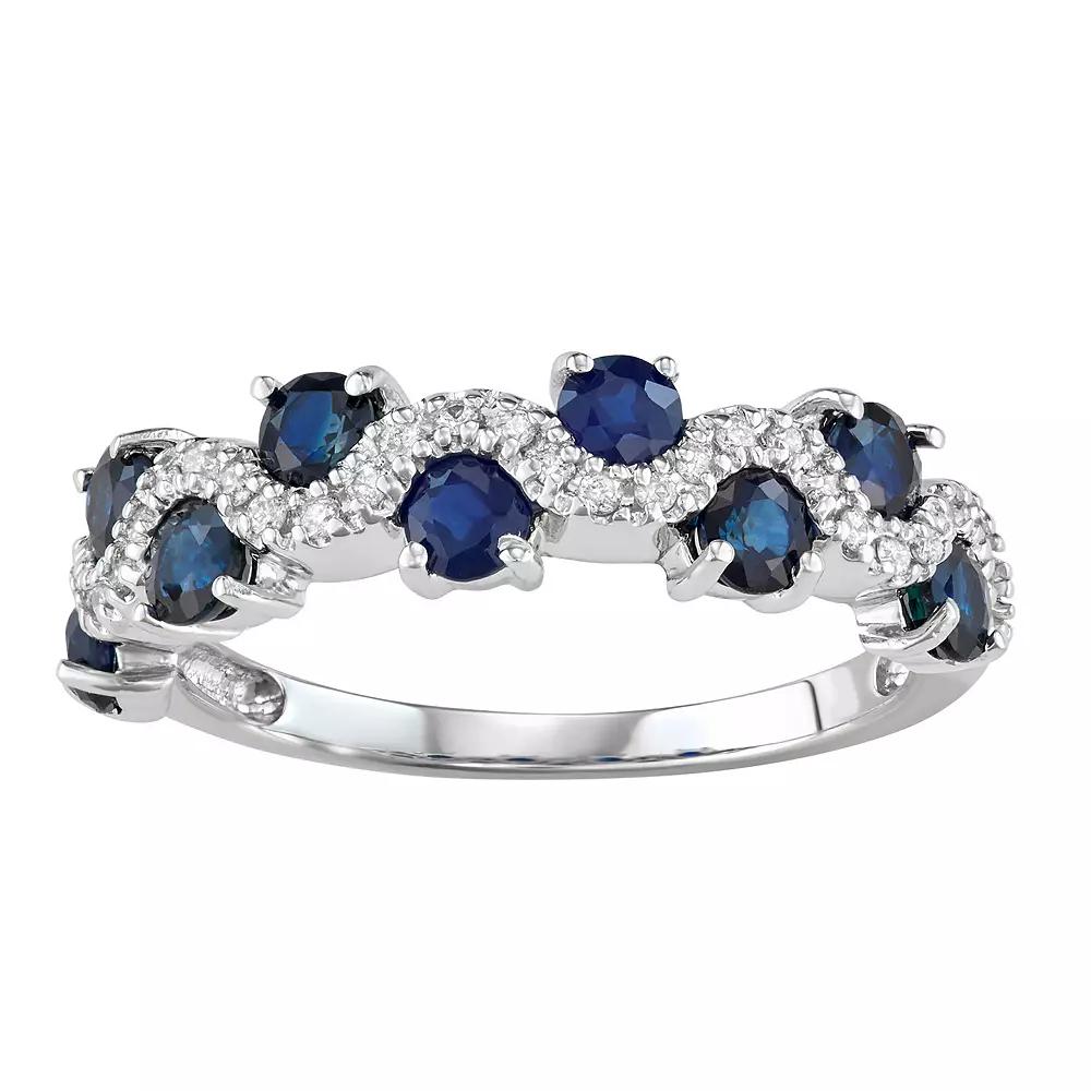 The Regal Collection 14k White Gold 1/6 Carat T.W. Diamond & Sapphire Ring, Women's, 14k Gold Product Image