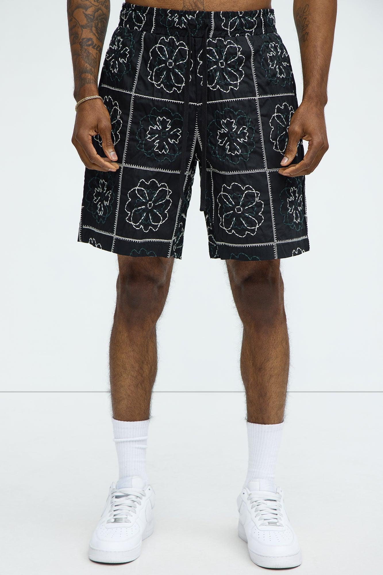 Tropical Bloom Cotton Shorts - Black/combo Product Image