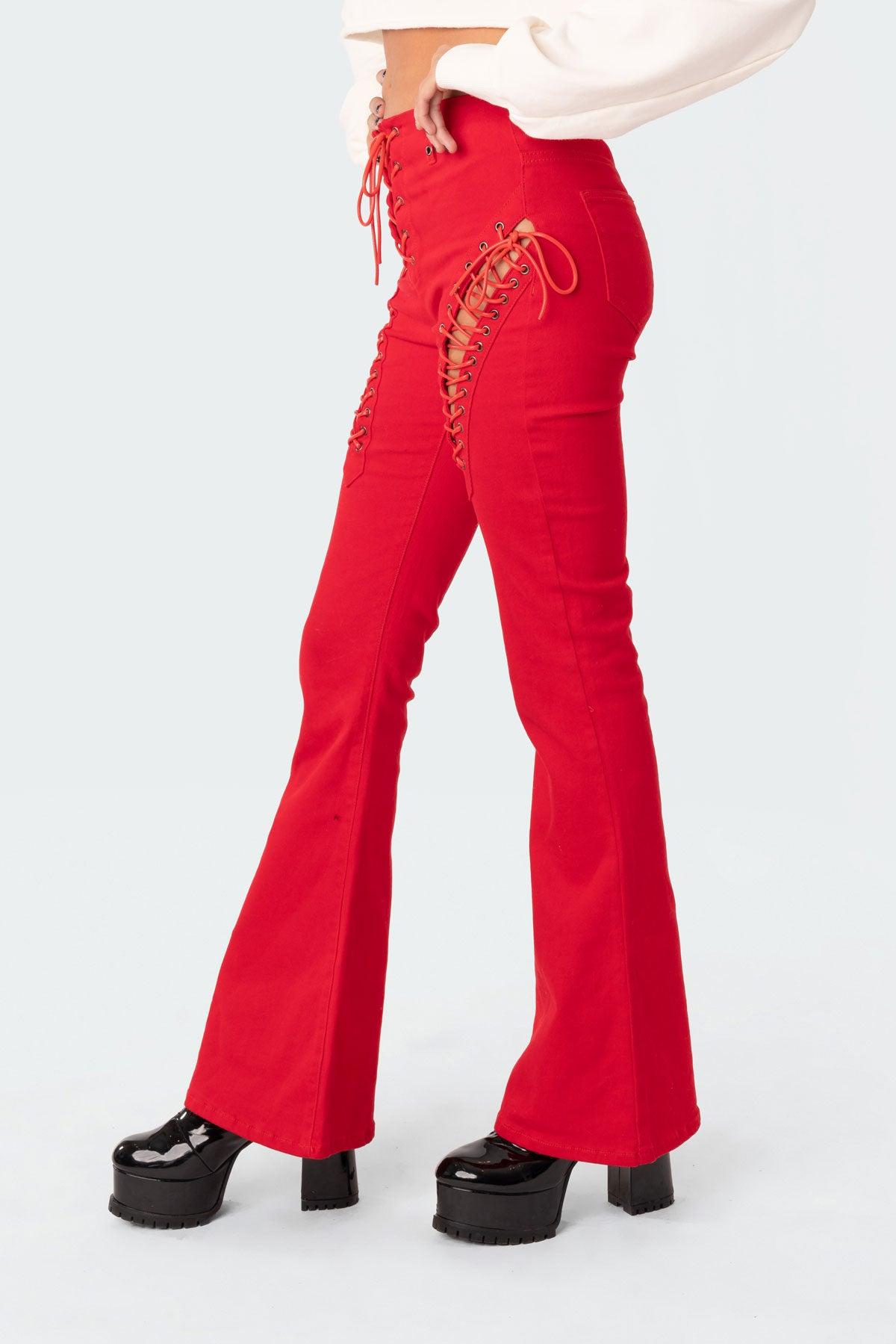 Engine Red Flared Jeans Product Image