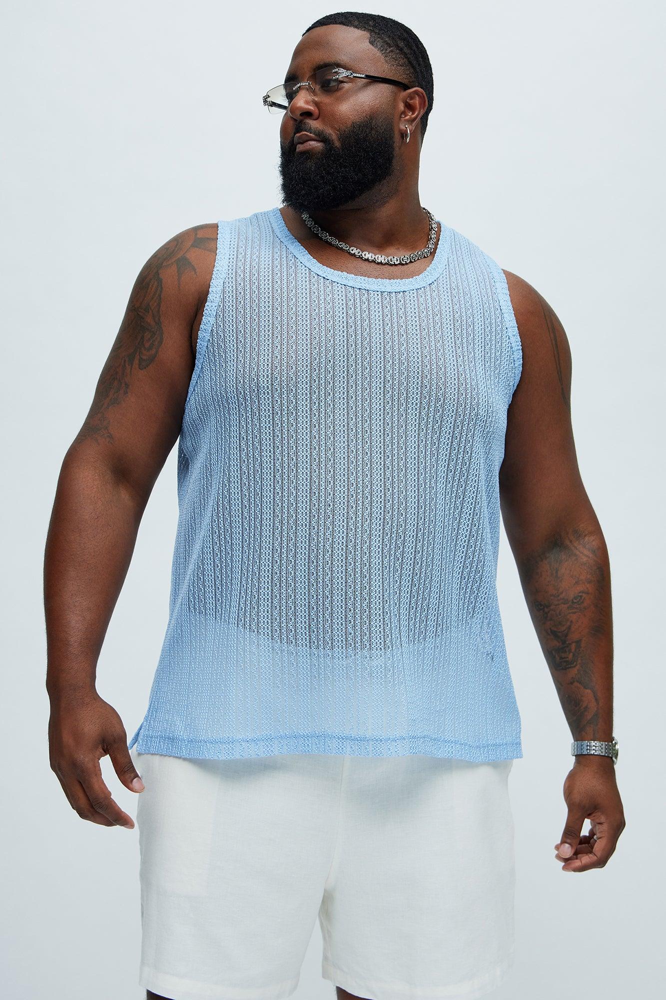 Brannen Textured Relaxed Tank - Light Blue Product Image