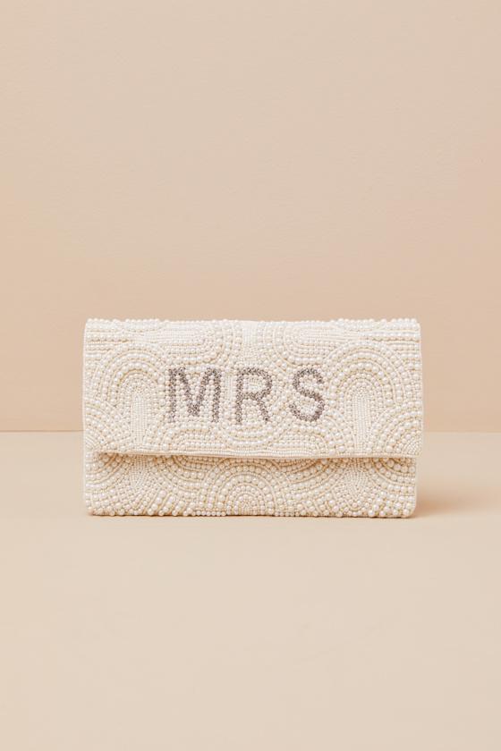 Mrs Forever White Pearl Rhinestone Clutch Product Image
