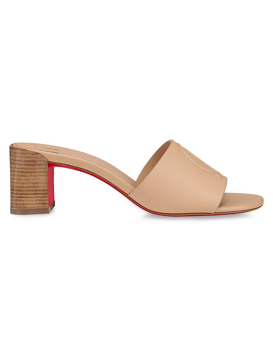 Leather Logo Red Sole Mule Sandals Product Image