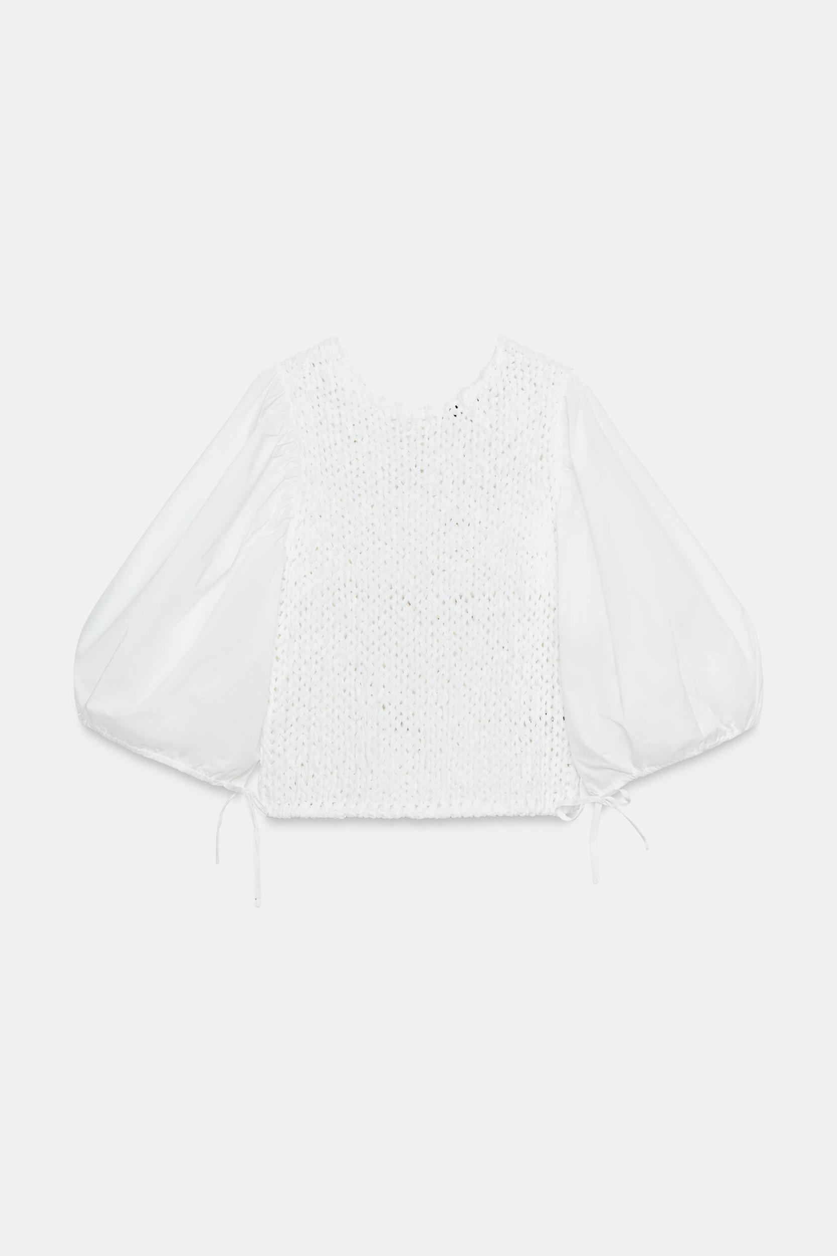 COMBINATION KNIT BLOUSE Product Image