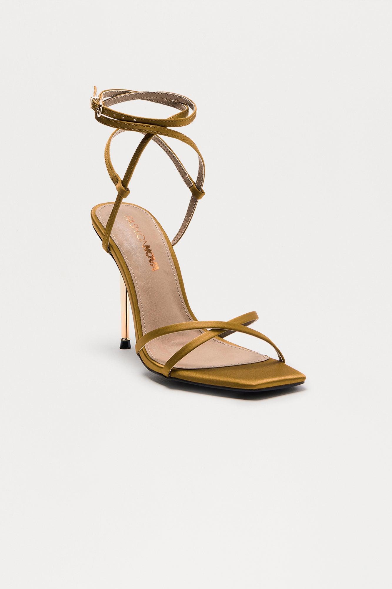 Hypnotic Satin Stiletto Heels - Khaki Female Product Image