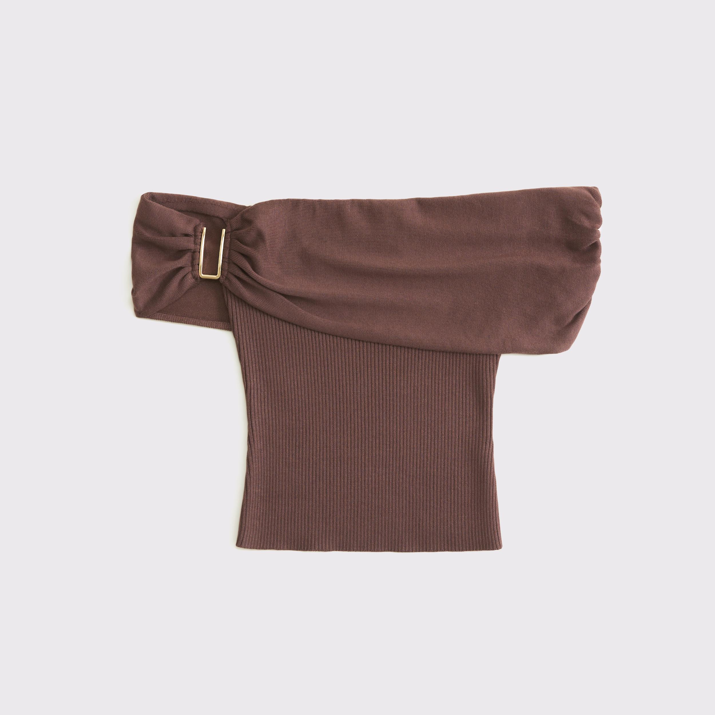 Hardware Off-The-Shoulder Sweater Top Product Image