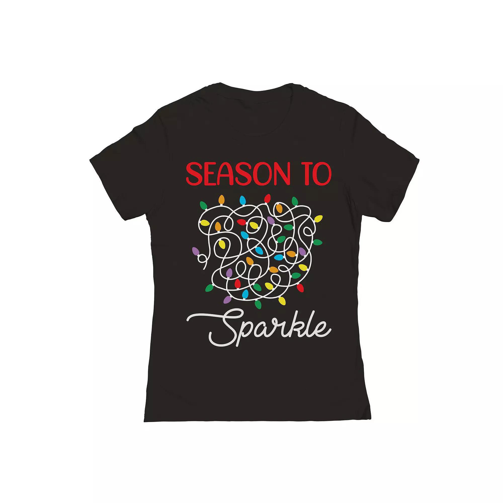 Junior's Christmas Season Sparkle Graphic Tee, Women's,  Product Image