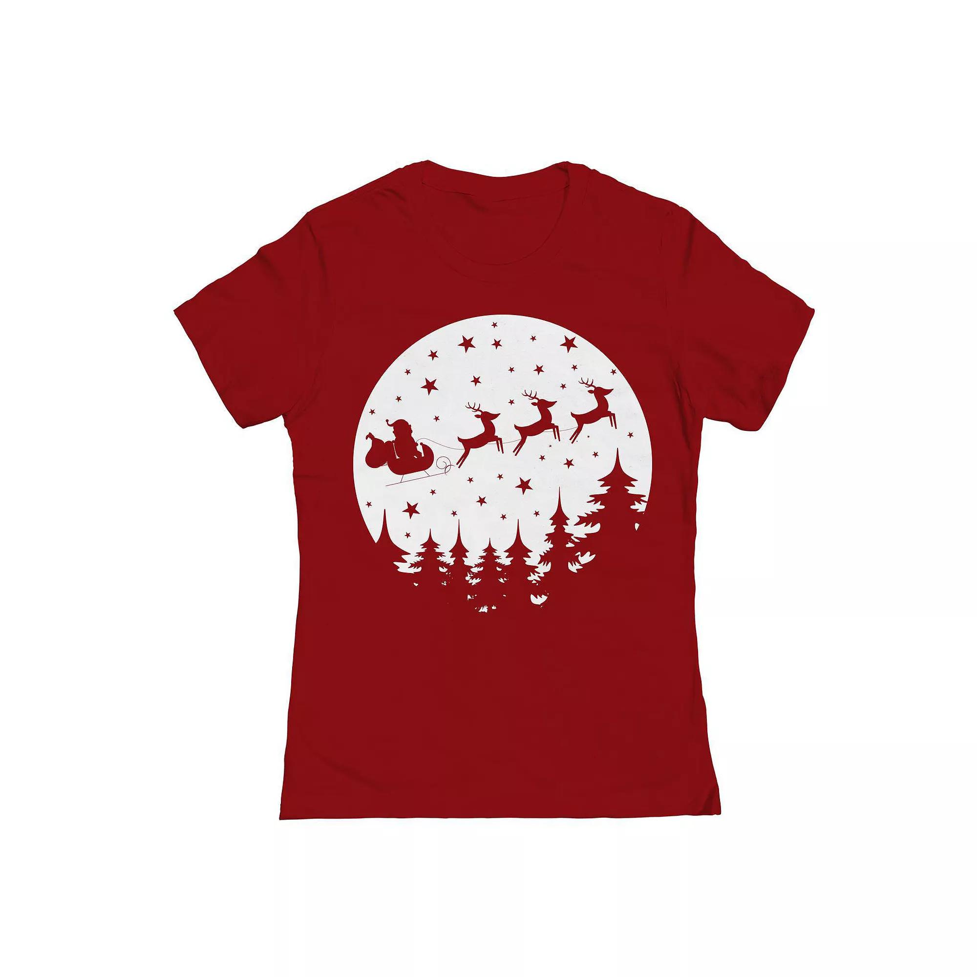 Junior's Vector Christmas Moon Graphic Tee, Girl's,  Product Image