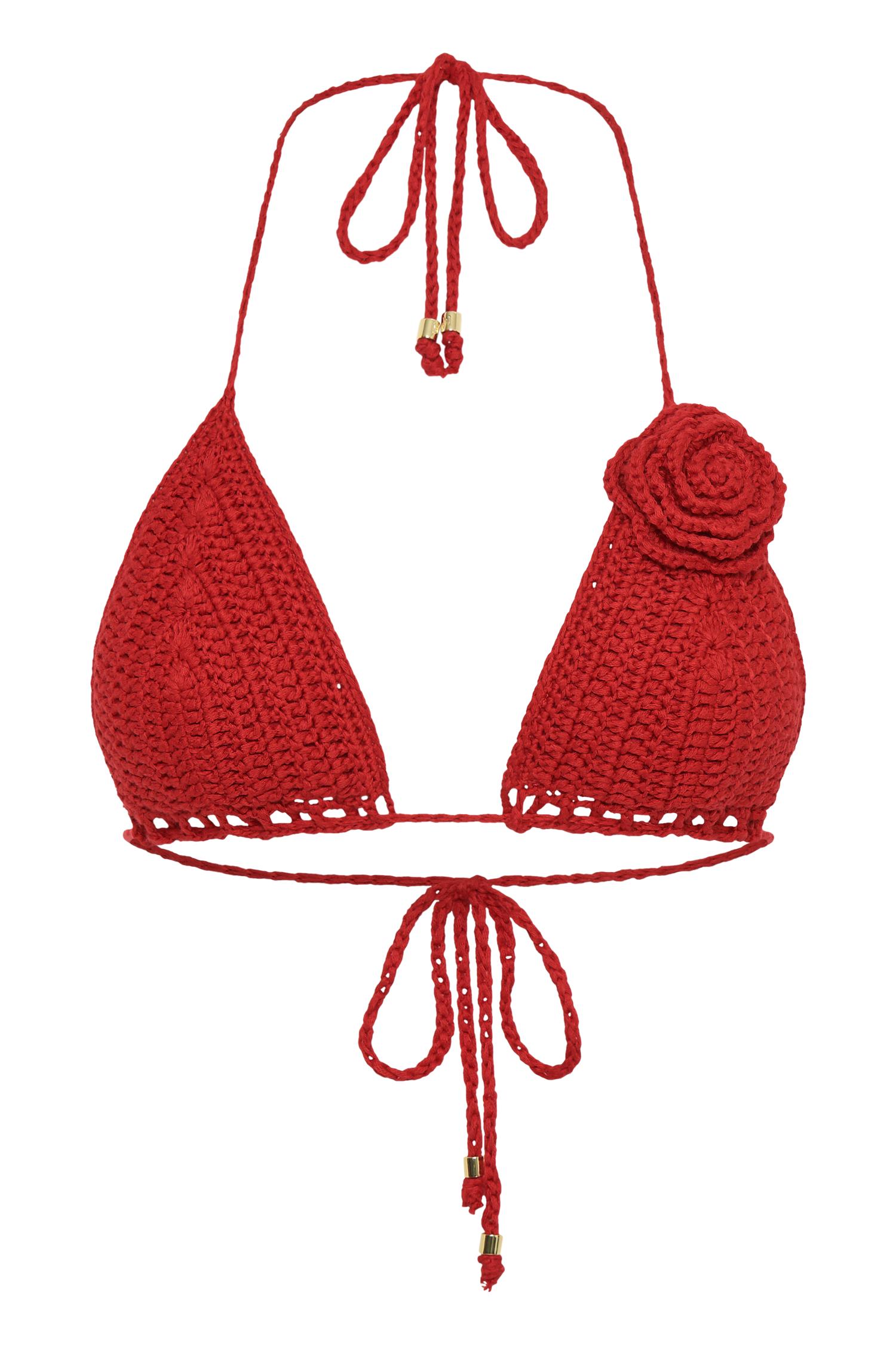 Verali Rose Crochet Bikini Top - Red Product Image