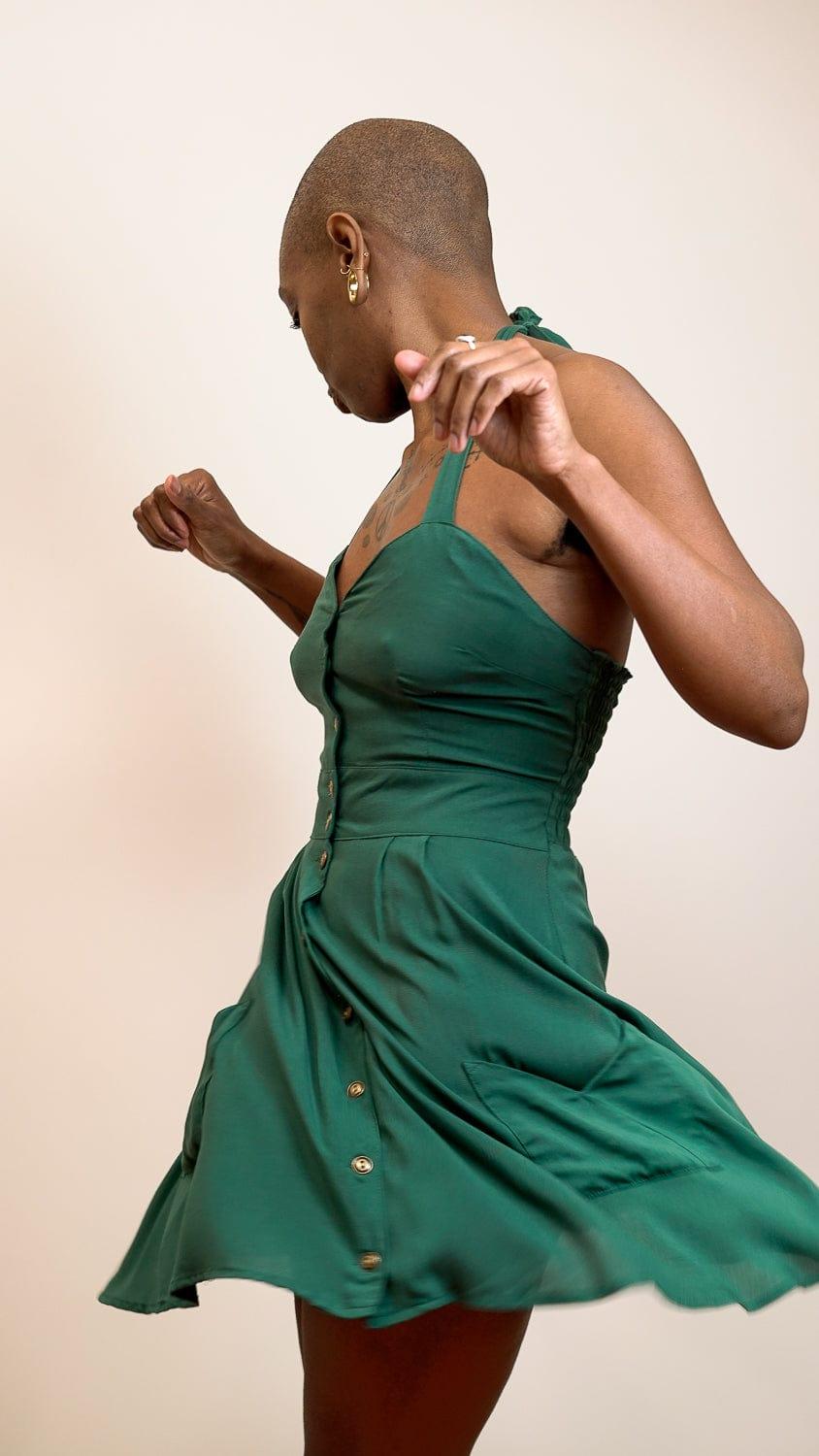 Bedding Dress in Emerald Green Challis Product Image