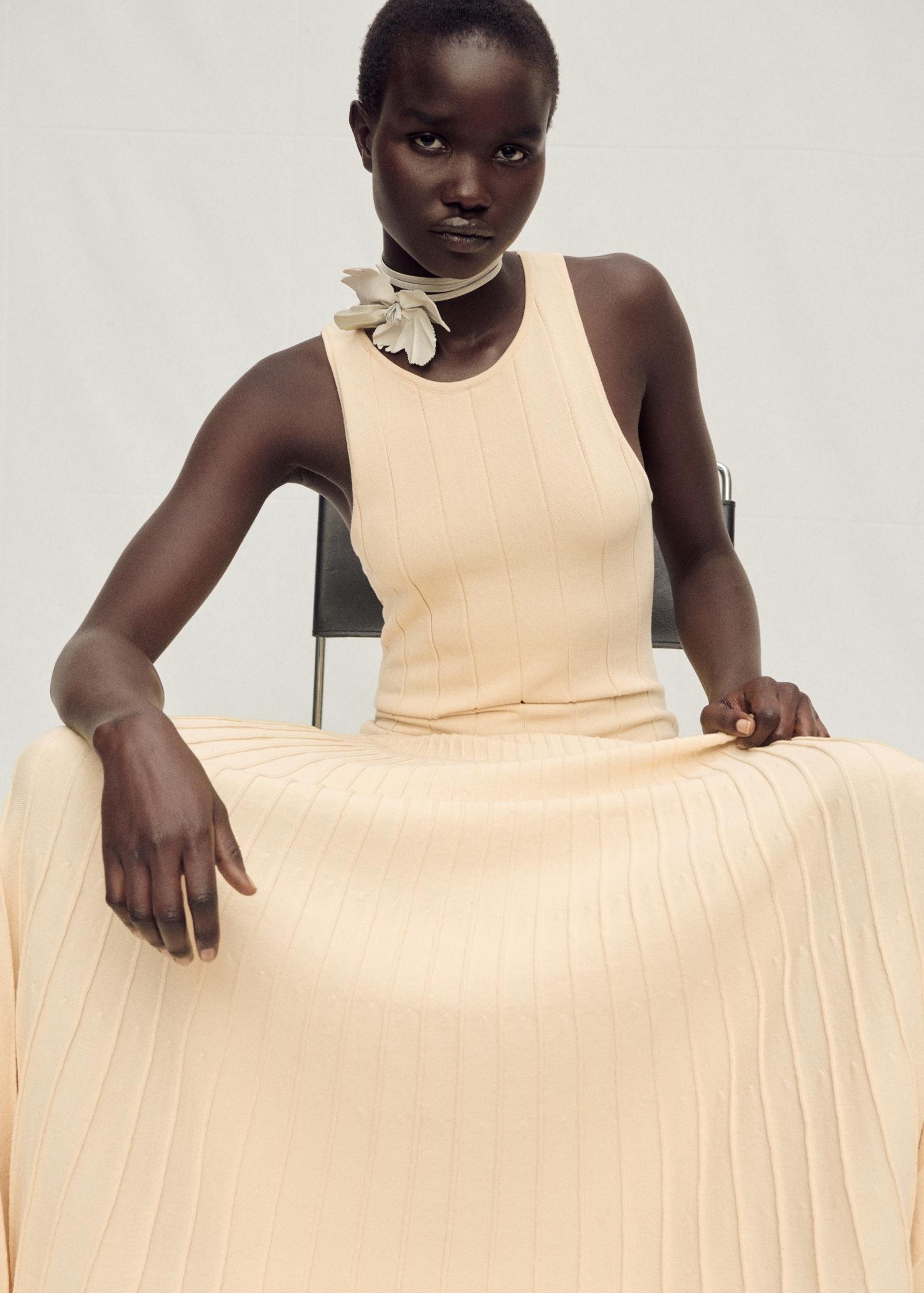 Pleated knitted dress - Women | MANGO USA Product Image