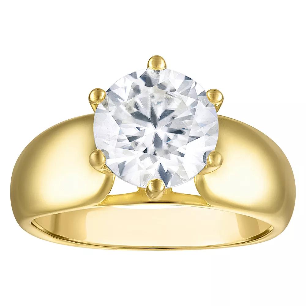 White Lotus 14k Gold Over Silver Lab-Created Moissanite Solitaire Ring, Women's, Size: 7, Gold Tone Product Image