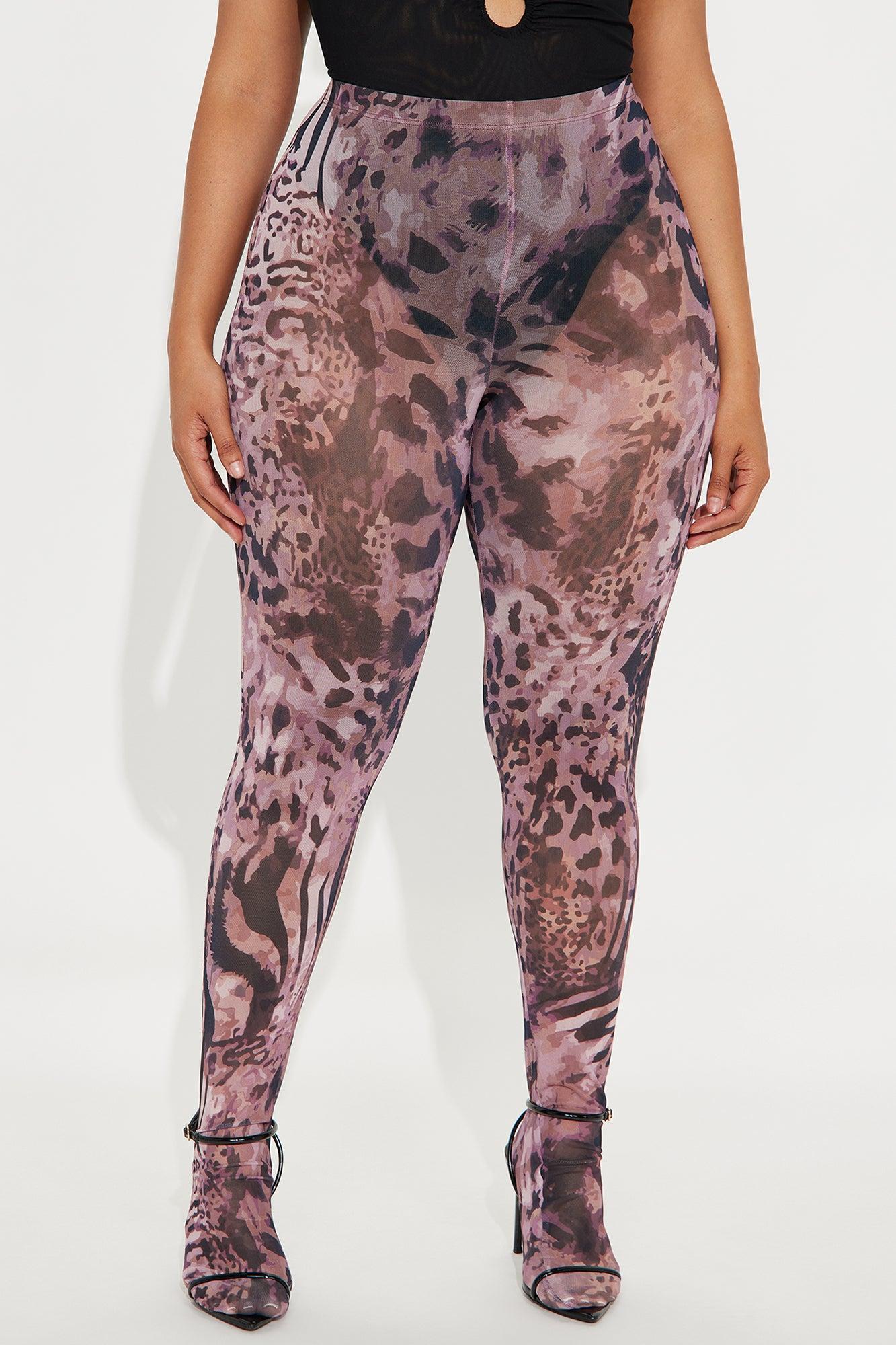 Untamed Leopard Mesh Footed Legging - Brown/combo Female Product Image