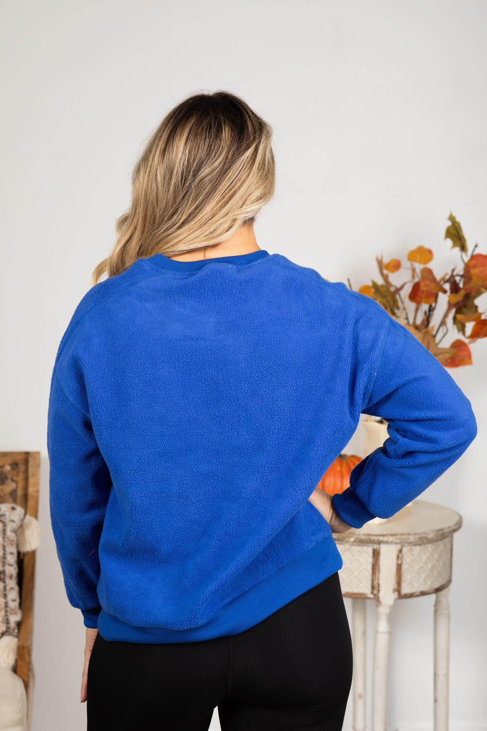 Reversed Fleece Crewneck Terry Pullover Top Product Image