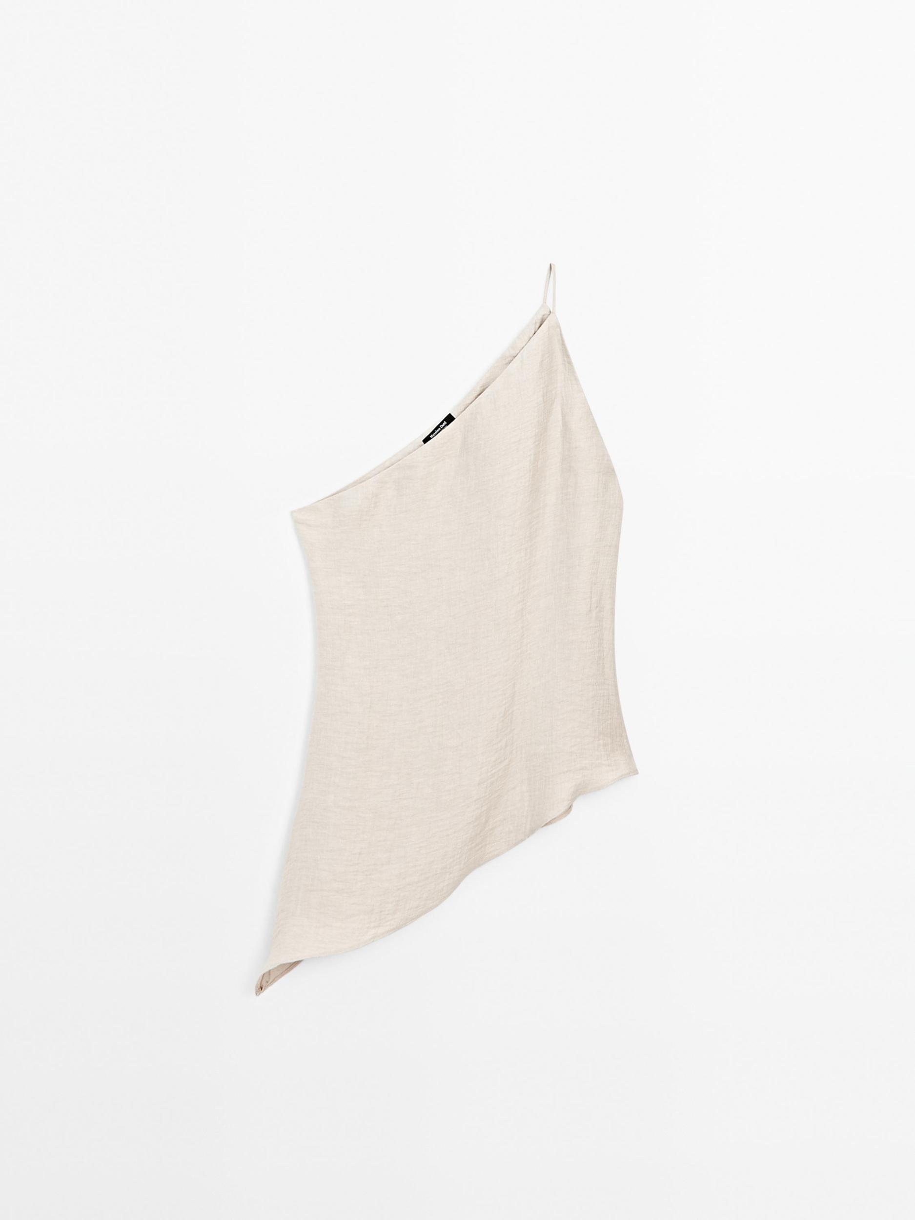 Lightweight asymmetric linen blend top Product Image