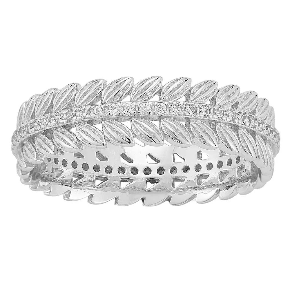 Sunkissed Sterling 14k Gold Over Silver Cubic Zirconia Chevron Ring, Women's, Size: 8, Silver Tone Product Image