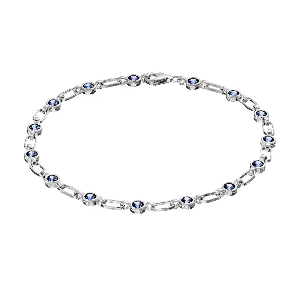 Kristen Kesho Sterling Silver Lab-Created Sapphire Tennis Bracelet, Women's, Size: 7.25" Product Image