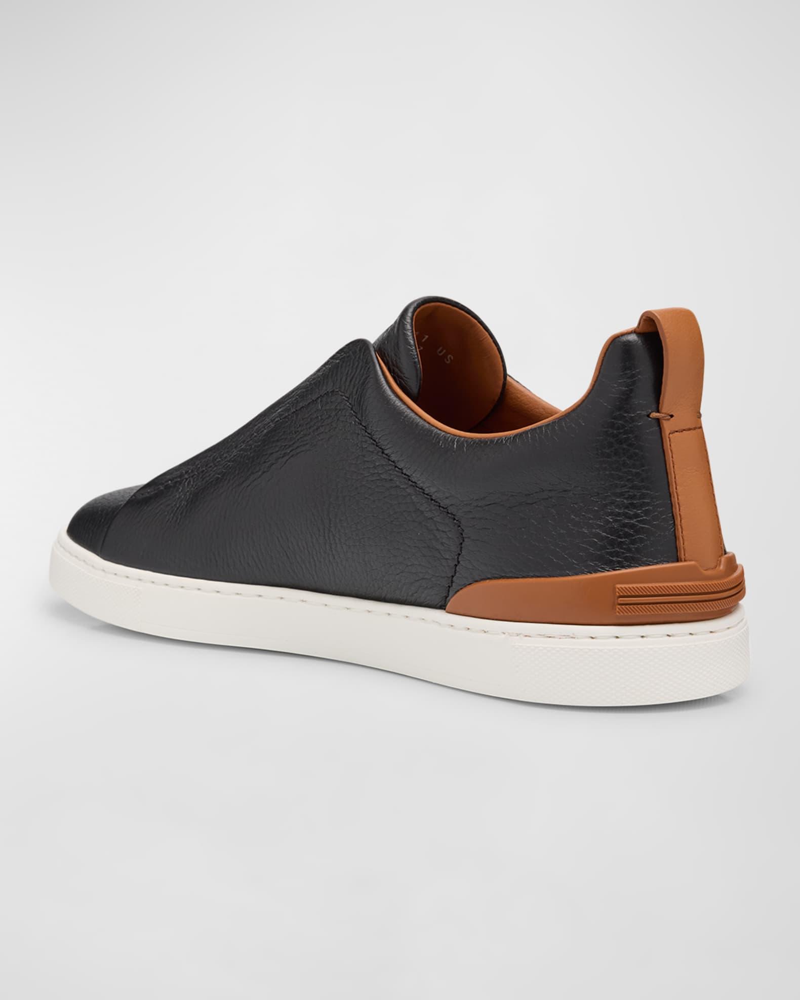 Zegna Mens Deerskin Triple Stitch Low Top Sneakers Product Image