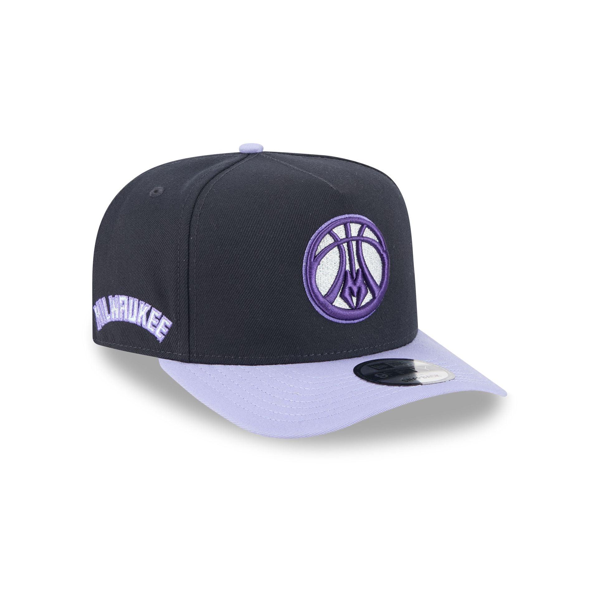 Milwaukee Bucks Navy Lavender 9FIFTY A-Frame Snapback Hat Male Product Image