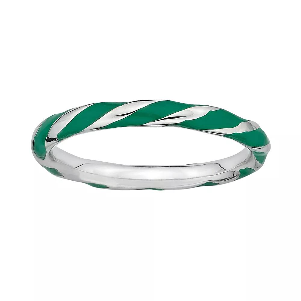 Stacks & Stones Sterling Silver Green Enamel Twist Stack Ring, Women's, Size: 9 Product Image