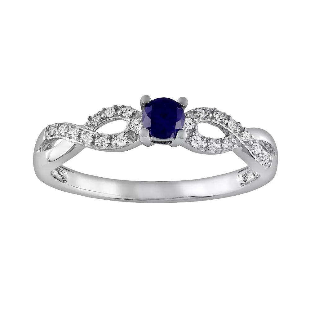 Stella Grace Sterling Silver Lab-Created Sapphire and Diamond Accent Infinity Ring, Women's,  Product Image