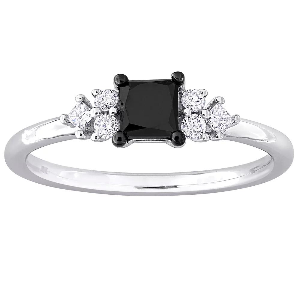 Stella Grace 14k White Gold 3/4 Carat T.W. Black & White Diamond 7-Stone Ring, Women's Product Image