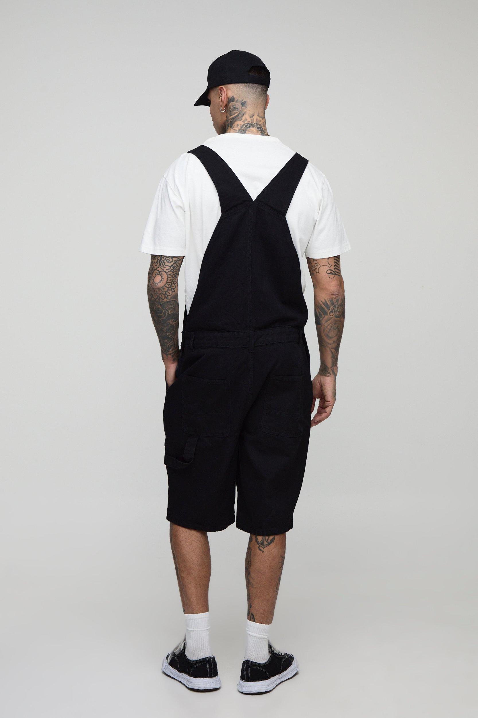 Tall Relaxed Fit Carpenter Short Dungaree | boohooMAN USA Product Image