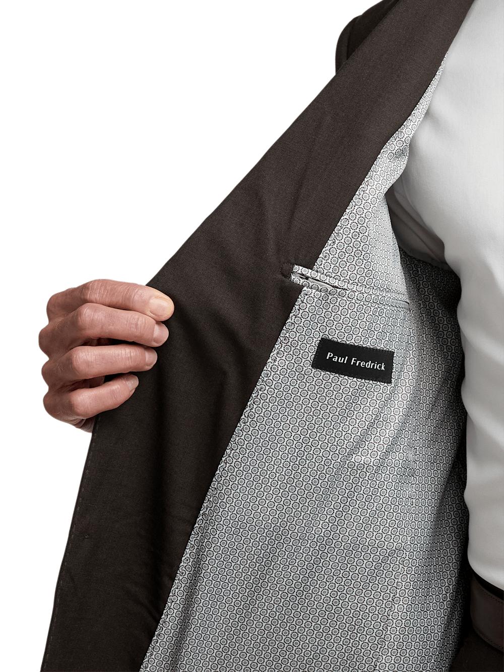 Wool Stretch Bengaline Peak Lapel Suit Jacket - Dark Brown Product Image