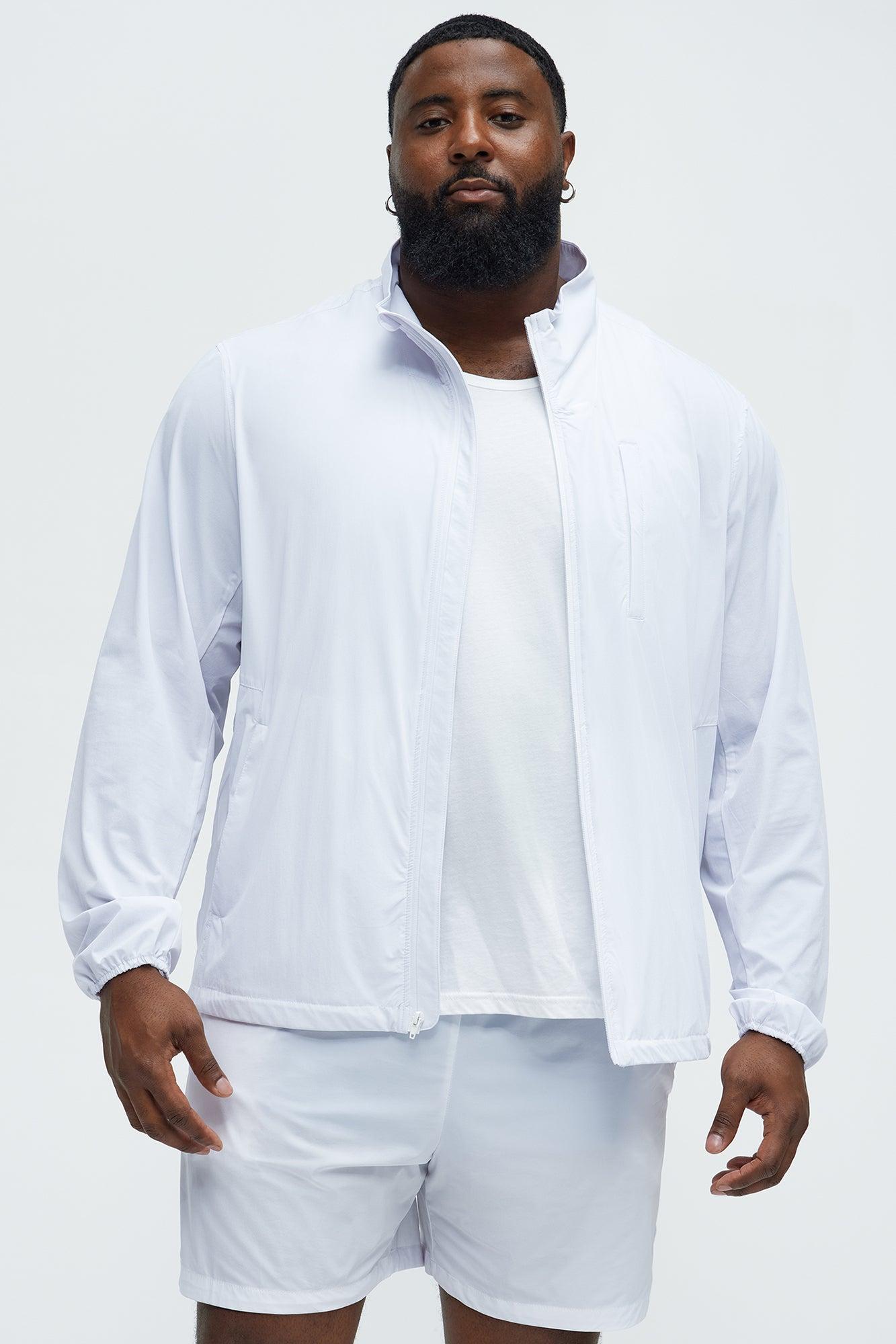 Lightweight Stretch Running Windbreaker Jacket - White Product Image