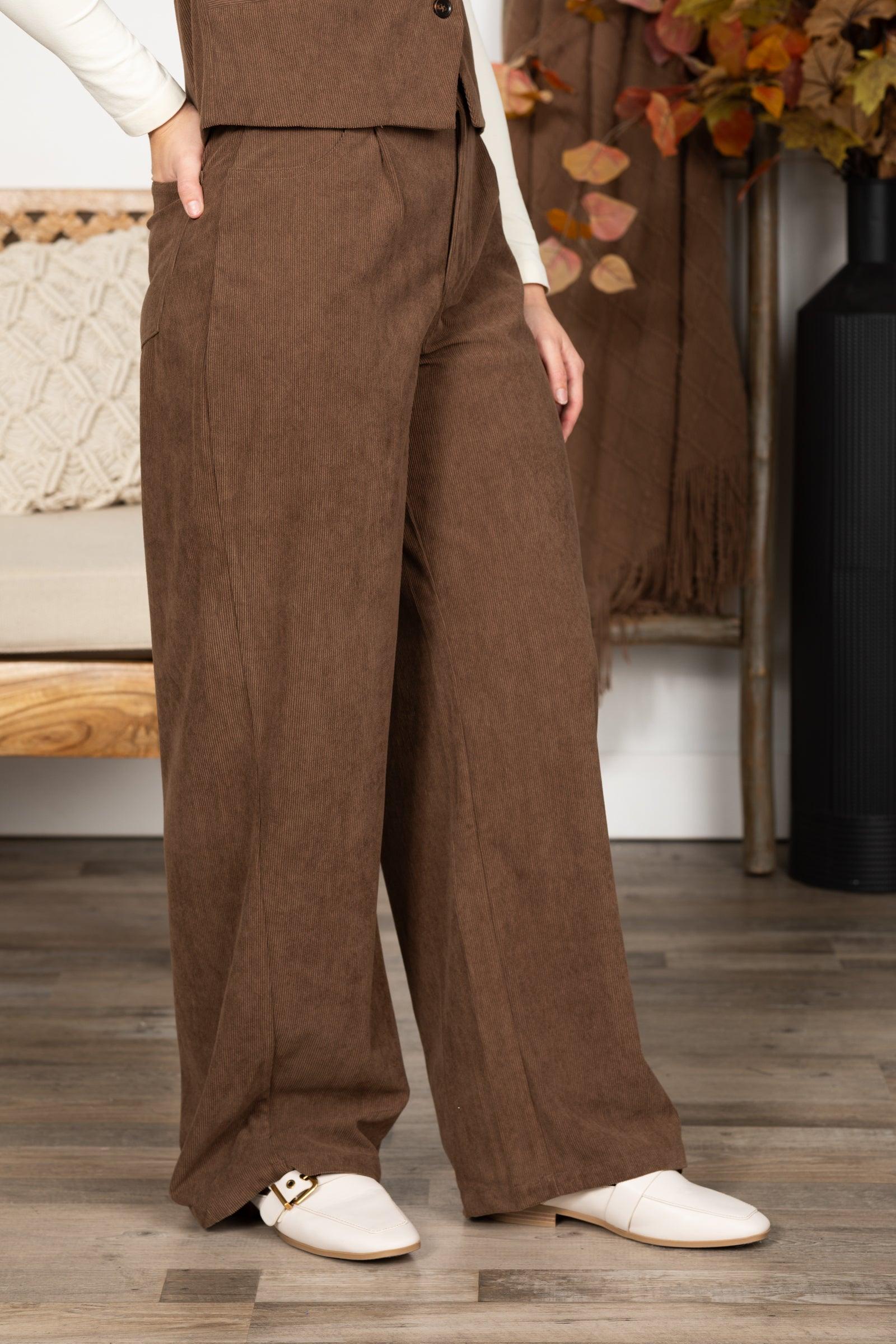 Brown Corduroy Vest And Pants Set Product Image
