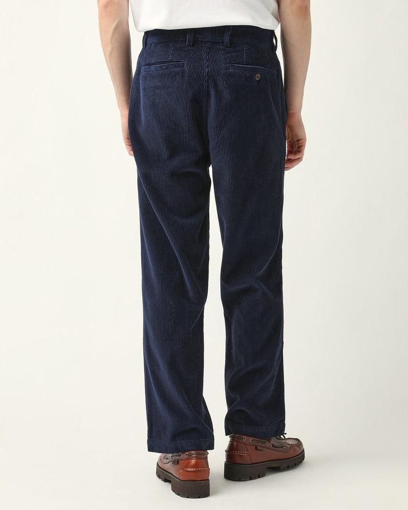Cord Pleated Trouser - Navy Product Image