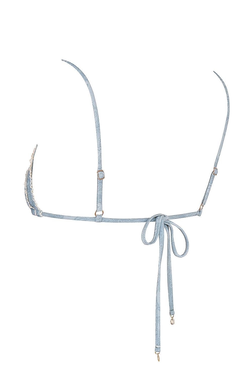 Corsica  blue paisley ruffle trim bikini top Product Image