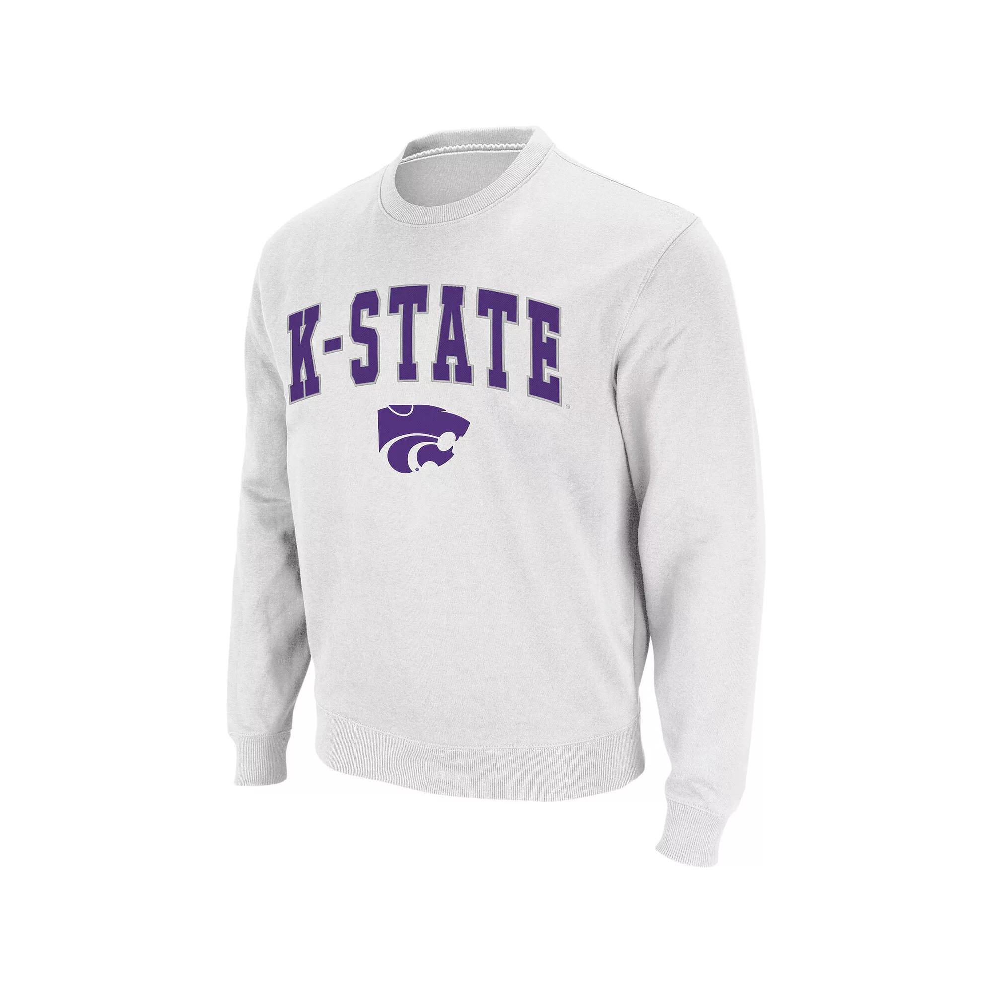 Men's Colosseum White Kansas State Wildcats Arch & Logo Crew Neck Sweatshirt,  Product Image
