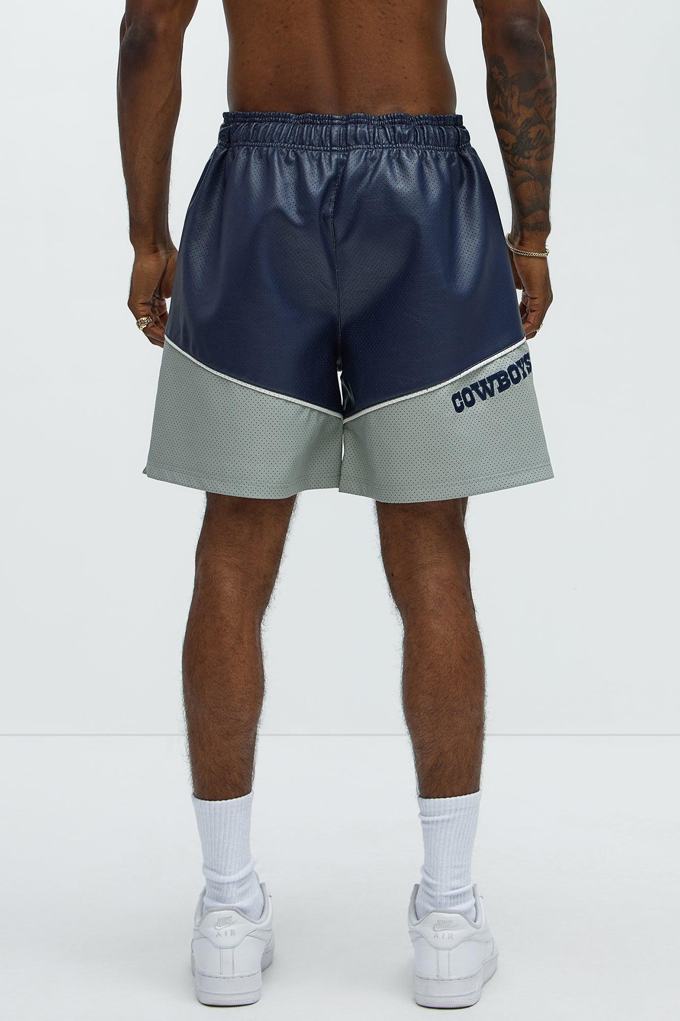 Cowboys Up And Down The Court Faux Leather Shorts - Navy Product Image