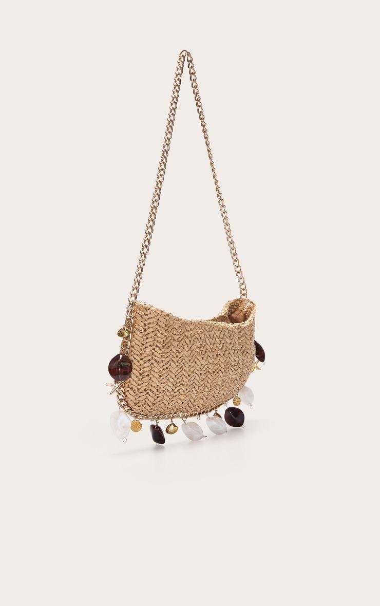 Gold Raffia Charm Slim Shoulder Bag Product Image