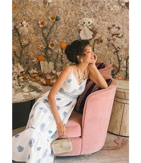 Lilly Pulitzer Zanna Castaway Embroidery V-Neck Sleeveless Fit-And-Flare Midi Dress Product Image