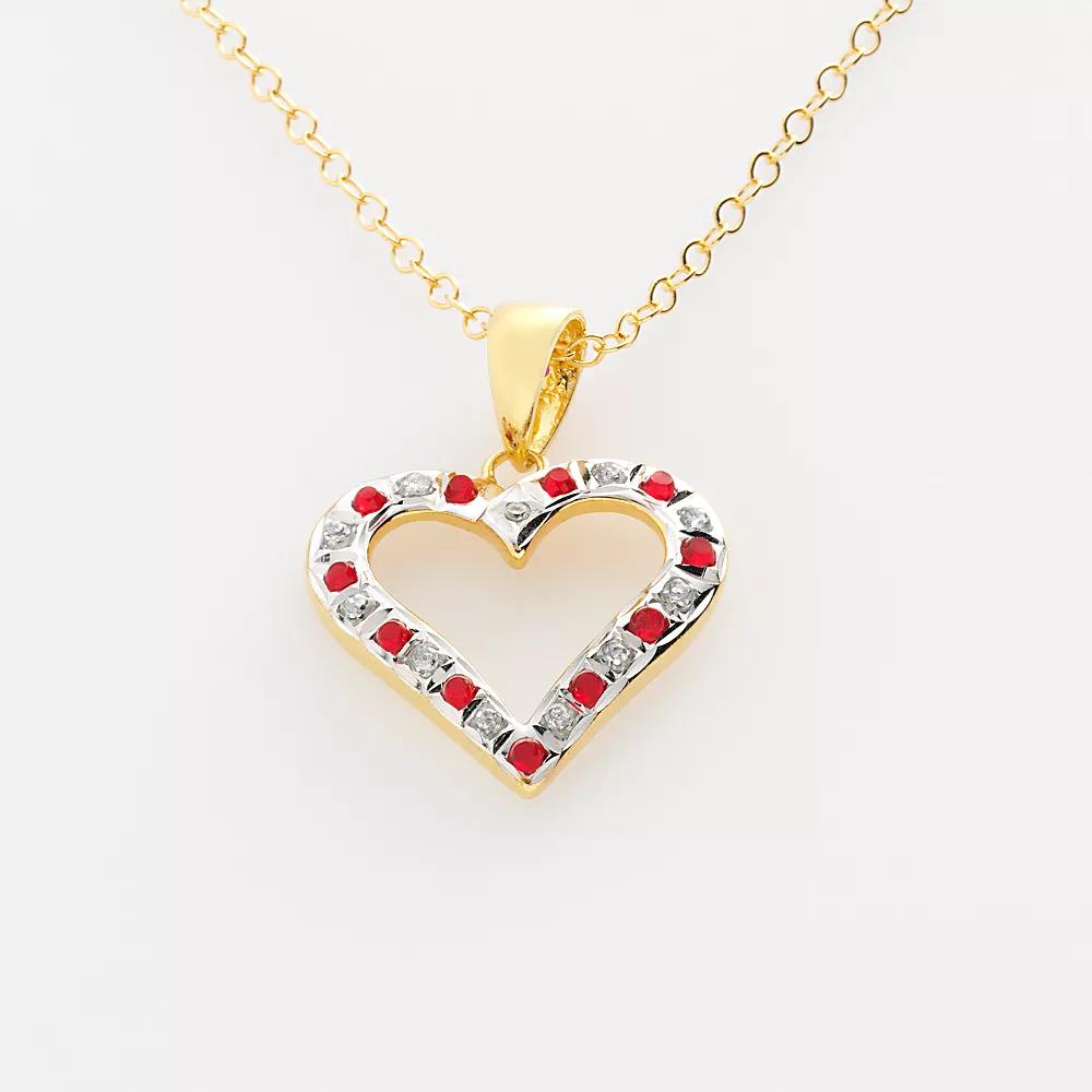 18k Gold-Over-Silver Ruby Heart Pendant, Women's Product Image