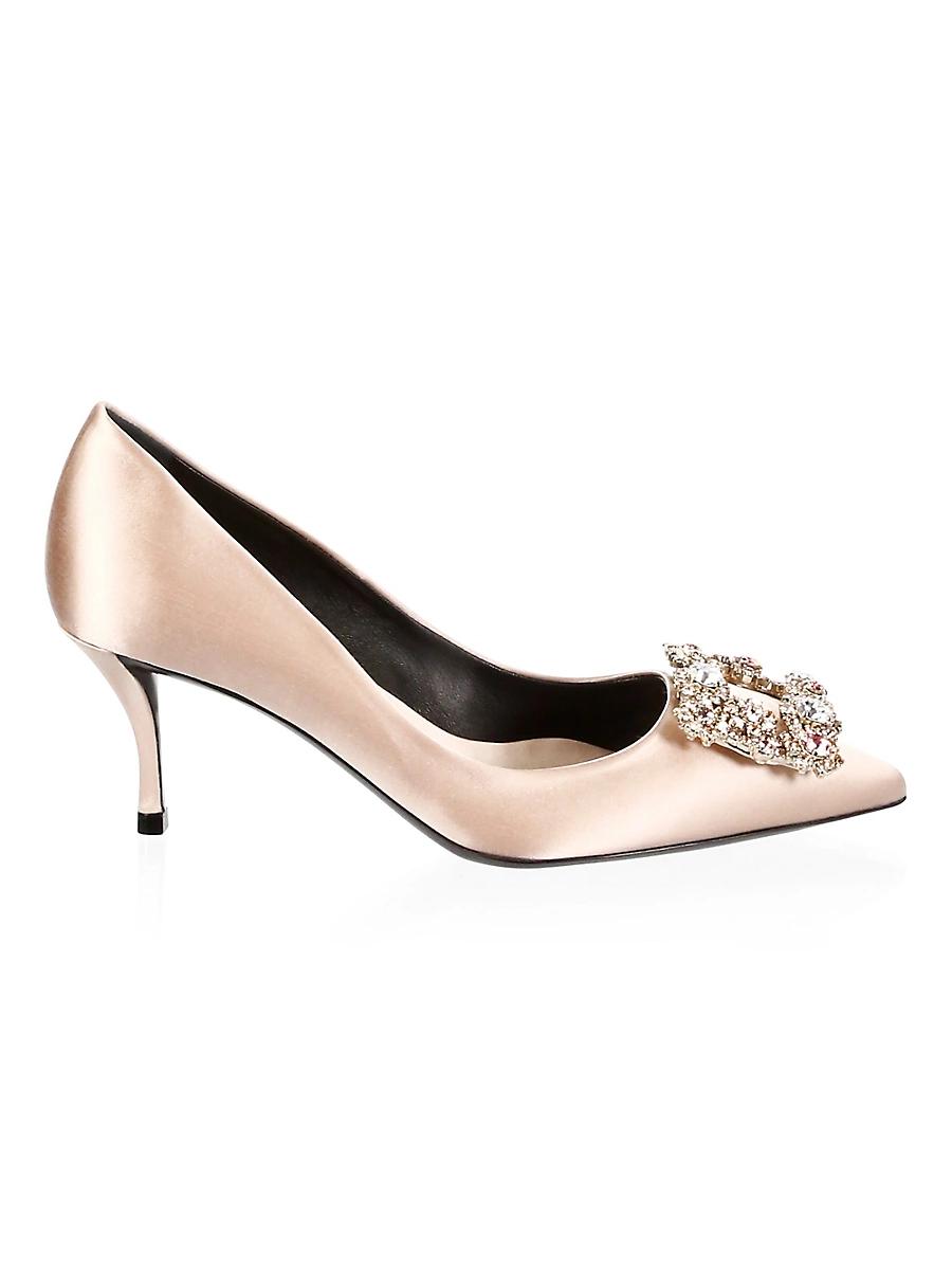 Womens Flower Strass Satin Pumps Product Image