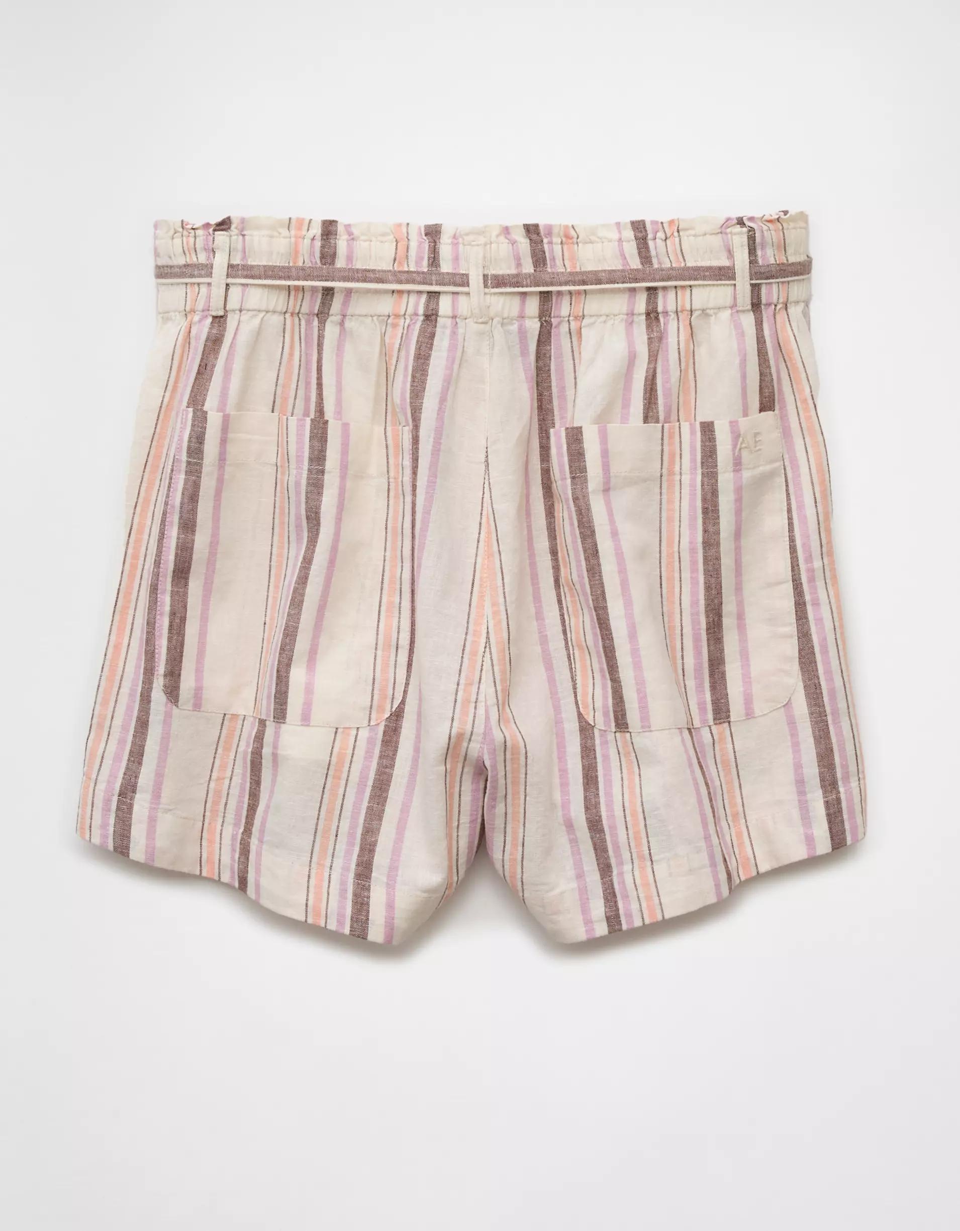 AE Sunchaser Knit High-Waisted Linen-Blend Striped Short Product Image