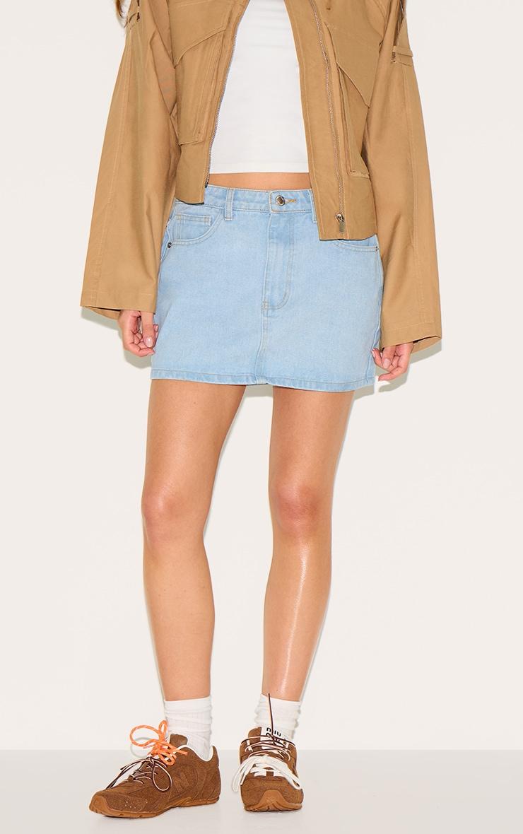 Light Blue Rigid Denim Mini Skirt Product Image