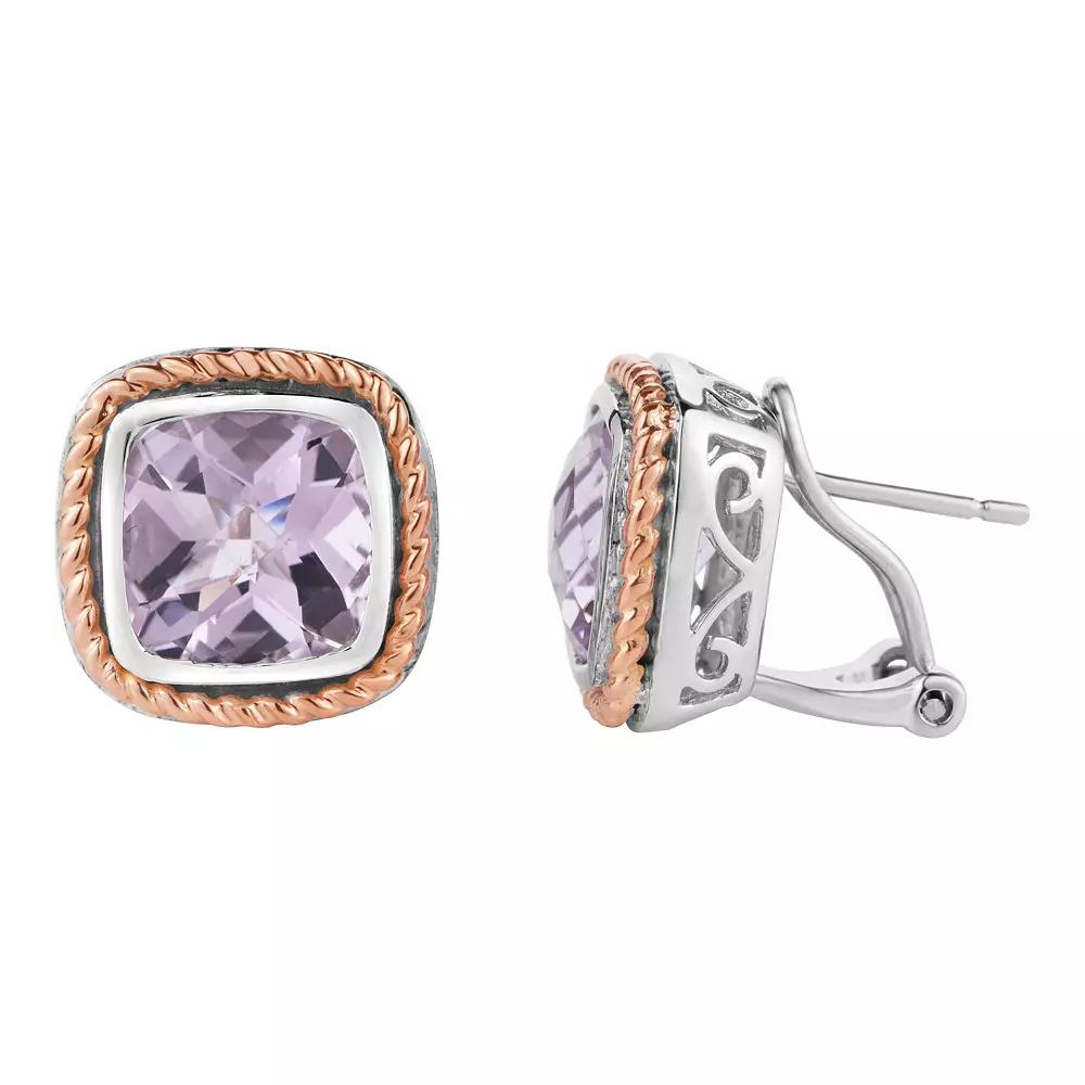 Oro Leoni Sterling Silver Amethyst Earrings, Women's Product Image