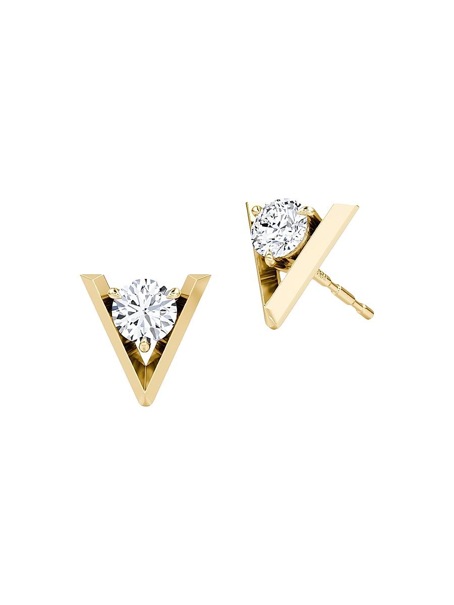 Womens VRAI V 14K Yellow Gold & Lab-Grown Diamond Stud Earrings Product Image
