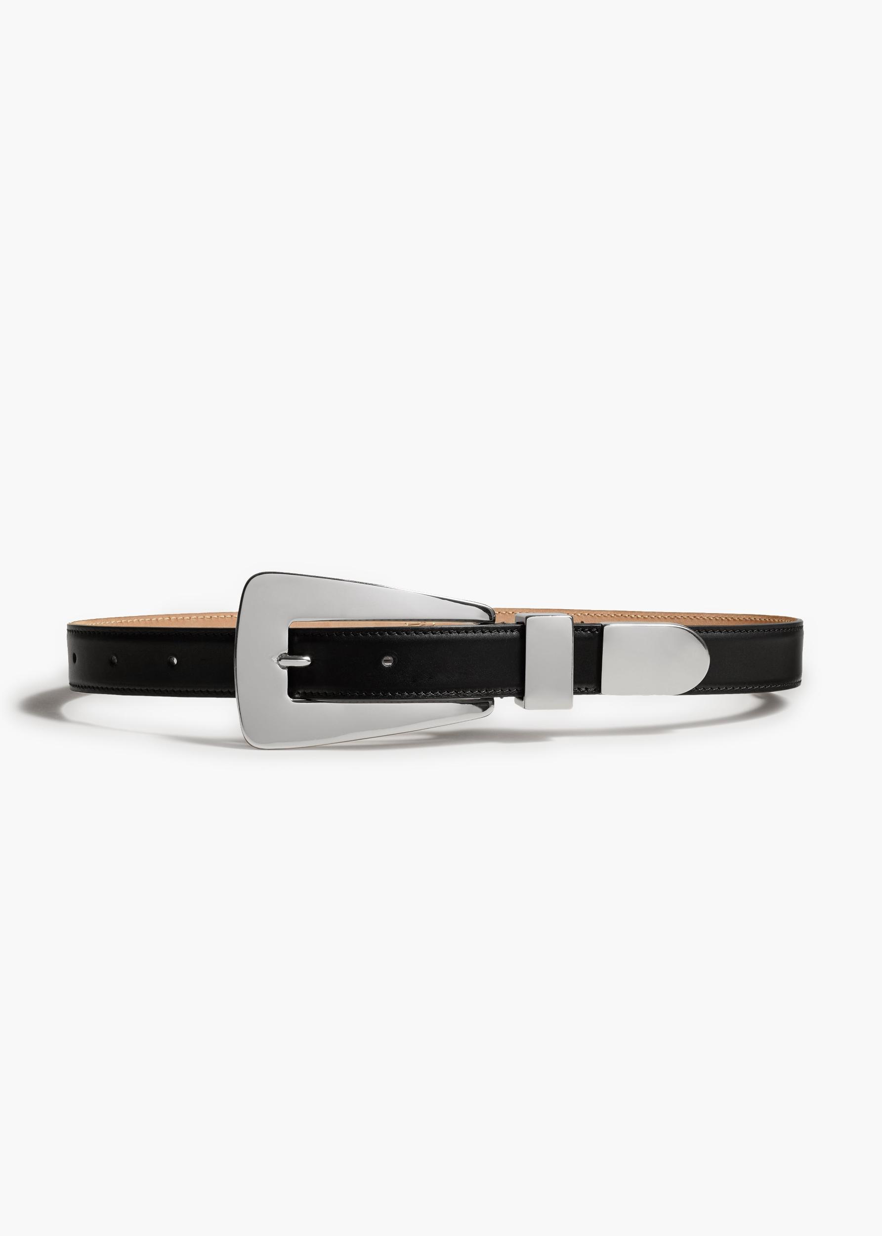 Lucca Belt in Black Leather with Silver Product Image
